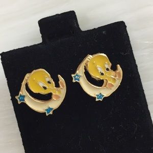 Tweety Stud Earrings In 18K Gold Filled. Colorful